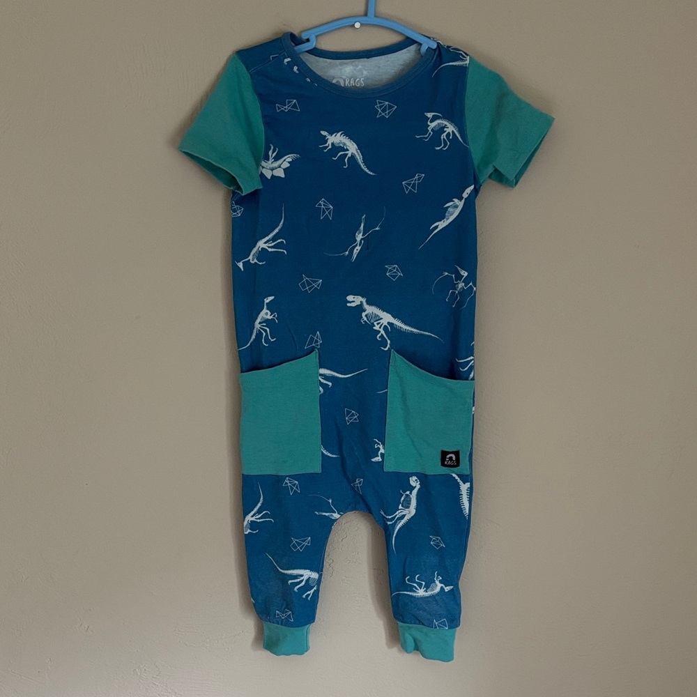 Blue Dinosaur Print Kids Bodysuit